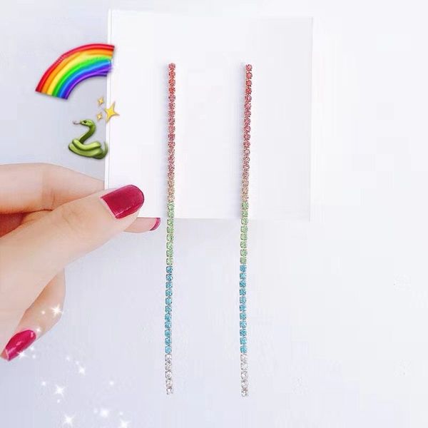 mengjiqiao new korean trendy long chain earrings for women elegant colorful rhinestone ear line party boucle d'oreille, Silver
mengjiqiao new korean trendy long chain earrings for women elegant colorful rhinestone ear line party boucle d'oreille, Silver