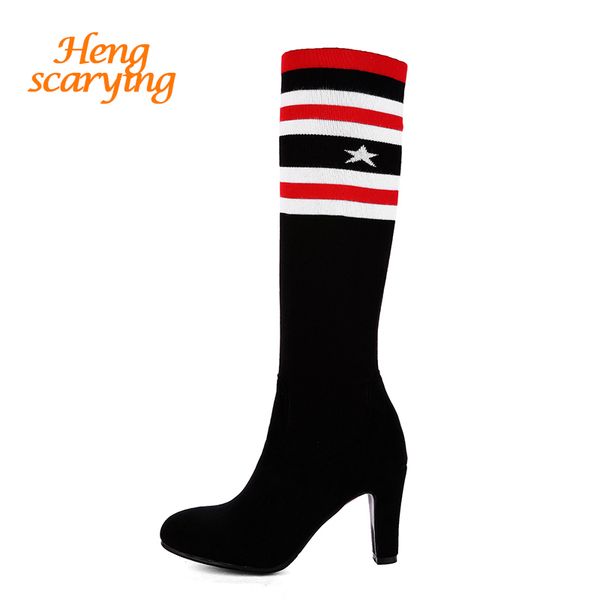 2018 women 8cm high heels platform knee high boots female winter suede thigh long sock boot lady dress party scarpins shoes, Black
2018 women 8cm high heels platform knee high boots female winter suede thigh long sock boot lady dress party scarpins shoes, Black