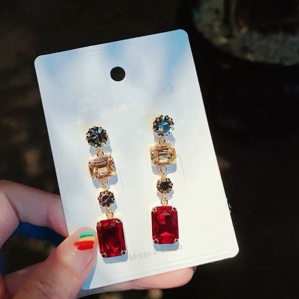 mengjiqiao 2019 new korean vintage square drop crystal long dangle earrings statement fashion jewelry temperament earrings, Silver
mengjiqiao 2019 new korean vintage square drop crystal long dangle earrings statement fashion jewelry temperament earrings, Silver