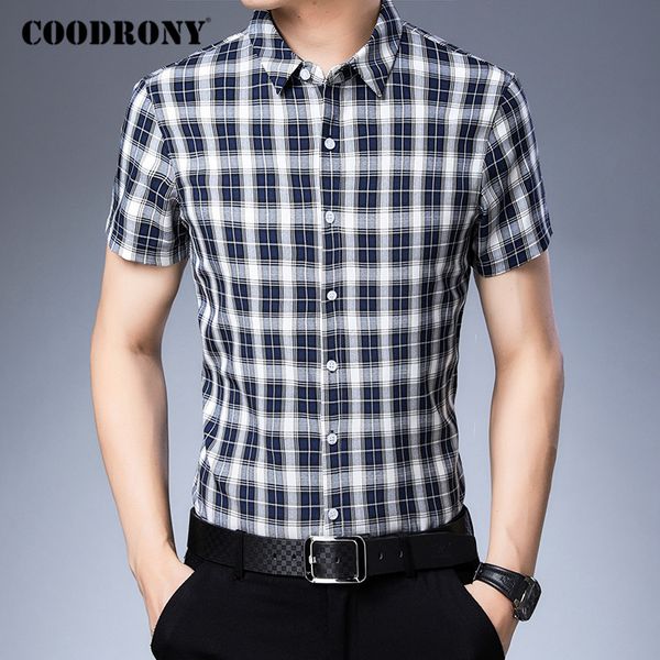 coodrony men shirt spring summer short sleeve business casual shirts mens clothes fashion plaid cotton camisa masculina c6015s, White;black
coodrony men shirt spring summer short sleeve business casual shirts mens clothes fashion plaid cotton camisa masculina c6015s, White;black