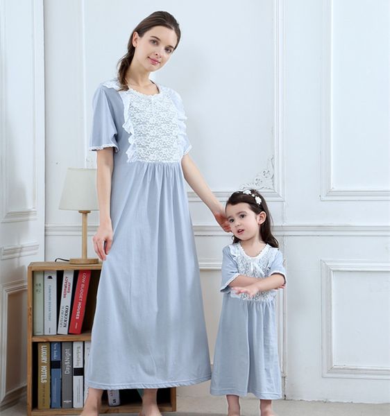 childrens sleeping skirts summer cotton girls maternal daughter korean princess sleepwear short sleeve family pajama sets, Blue
childrens sleeping skirts summer cotton girls maternal daughter korean princess sleepwear short sleeve family pajama sets, Blue