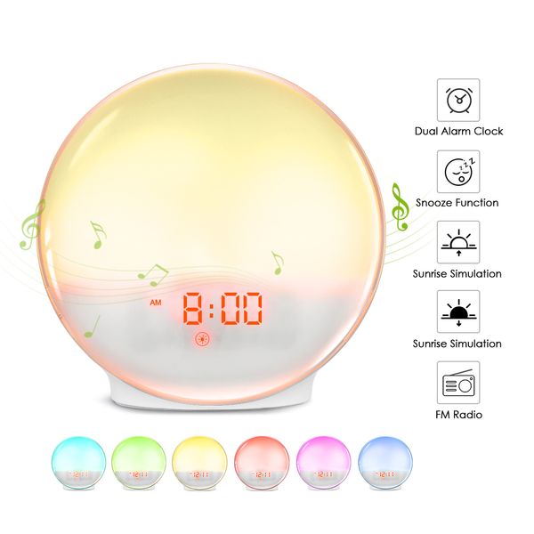 fm-радио звонок light будильник с sunset исчезающее night light просыпайтесь функция дремоты и 7 цветной восход солнца simulation
fm-радио звонок light будильник с sunset исчезающее night light просыпайтесь функция дремоты и 7 цветной восход солнца simulation