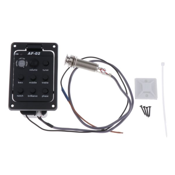 4 band eq equalizer acoustic guitar preamp piezo pickup tuner black 
4 band eq equalizer acoustic guitar preamp piezo pickup tuner black