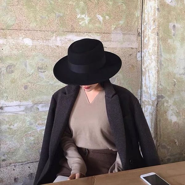 vriginer autumn winter fedora hat woman fashion big women 100% wool hat flat ladies wide brim for winter, Blue;gray
vriginer autumn winter fedora hat woman fashion big women 100% wool hat flat ladies wide brim for winter, Blue;gray
