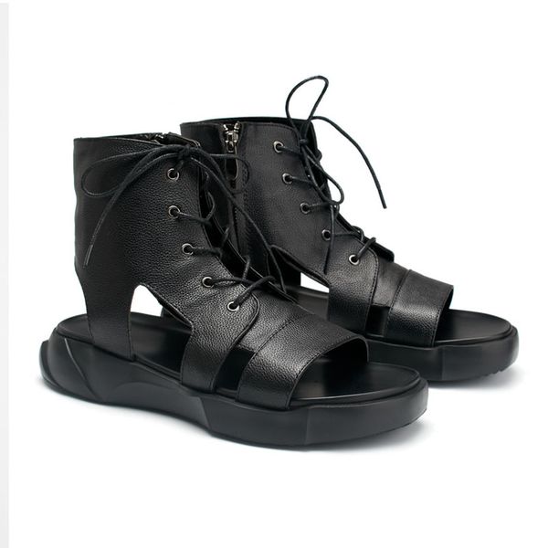 men summer casual genuine leather high heel roman sandals shoes japan style male punk gothic cowhide leather beach sandals shoes, Black
men summer casual genuine leather high heel roman sandals shoes japan style male punk gothic cowhide leather beach sandals shoes, Black
