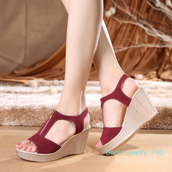 platform sandals fashion women sandals summer wedge new open toe woman shoes zip cow leather ladies plus size 43 b70, Black
platform sandals fashion women sandals summer wedge new open toe woman shoes zip cow leather ladies plus size 43 b70, Black