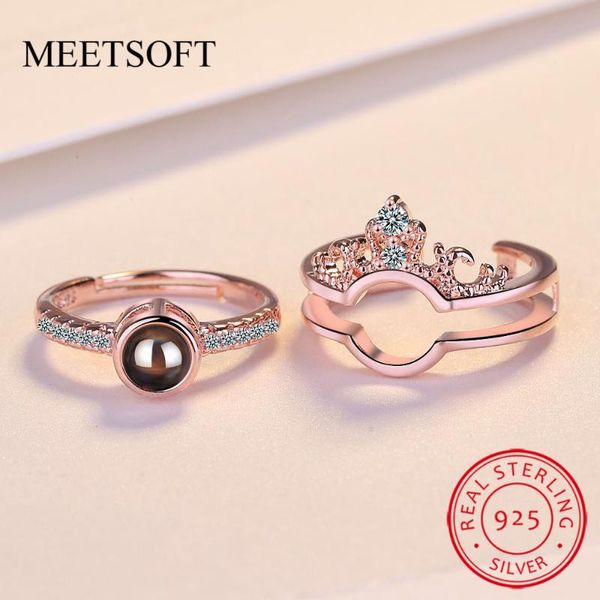 cluster rings 925 sterling silver opening ring for women simple adjustable circle projection crystal two in one jewelry gift, Golden;silver
cluster rings 925 sterling silver opening ring for women simple adjustable circle projection crystal two in one jewelry gift, Golden;silver