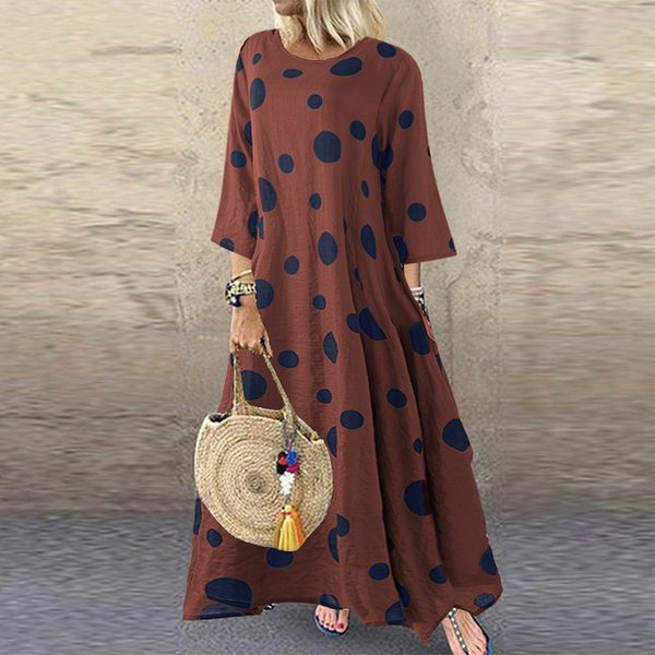 aprilgrass brand designer 3/4 sleeve polka dot printed long dress vintage women's cotton linen dresses female kaftan vestido femme sund, Black;gray
aprilgrass brand designer 3/4 sleeve polka dot printed long dress vintage women's cotton linen dresses female kaftan vestido femme sund, Black;gray