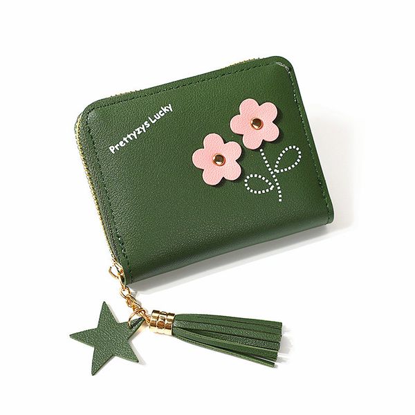 2019 small fresh flowers new women's wallet short mini multi-function zipper zero wallet fringe small, Red;black
2019 small fresh flowers new women's wallet short mini multi-function zipper zero wallet fringe small, Red;black