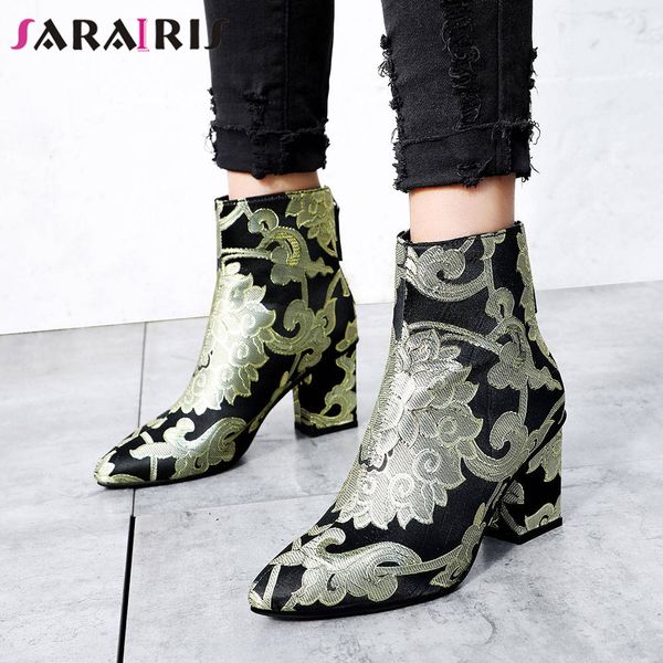 sarairis new fashion print ankle boots pointed toe ladies high heels shoes woman ethnic style brand design wedding party boots, Black
sarairis new fashion print ankle boots pointed toe ladies high heels shoes woman ethnic style brand design wedding party boots, Black