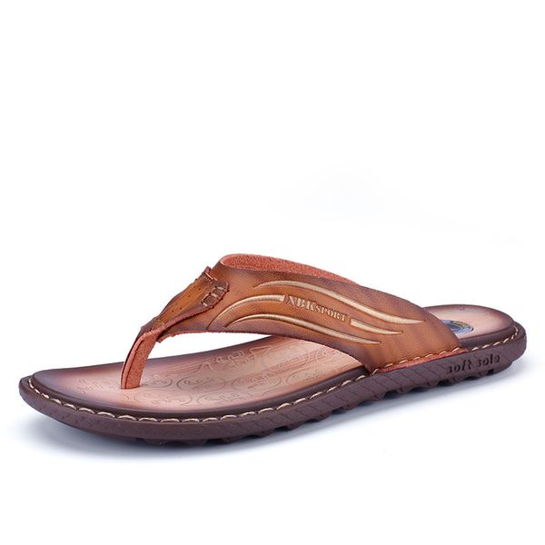 nice summer men flip flops soft leather men slippers, Black 
nice summer men flip flops soft leather men slippers, Black