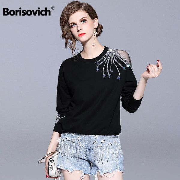 borisovich women black casual pullovers new brand 2019 spring fashion hollow out mesh beading female cotton sweatshirt n430
borisovich women black casual pullovers new brand 2019 spring fashion hollow out mesh beading female cotton sweatshirt n430