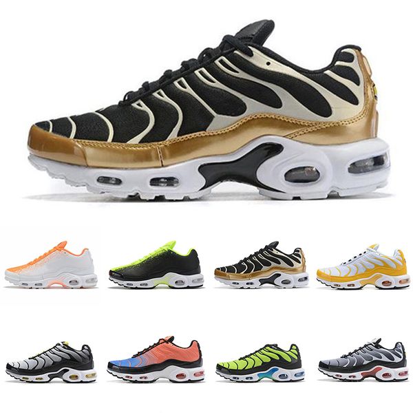 2019 TN Plus Men Running Shoes Golden Triple Black Fashion Yellow Mens Trainers Luxury Womens Designer Sneakers Sports Zapatos Size 7-12
2019 TN Plus Men Running Shoes Golden Triple Black Fashion Yellow Mens Trainers Luxury Womens Designer Sneakers Sports Zapatos Size 7-12
