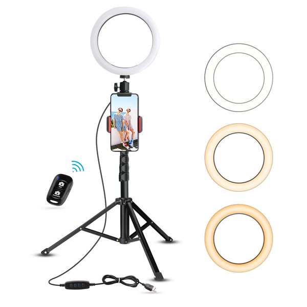 8-inch self-timer ring lamp with tripod and mobile phone holder for field/makeup, ubeesize mini led camera ring lamp
8-inch self-timer ring lamp with tripod and mobile phone holder for field/makeup, ubeesize mini led camera ring lamp