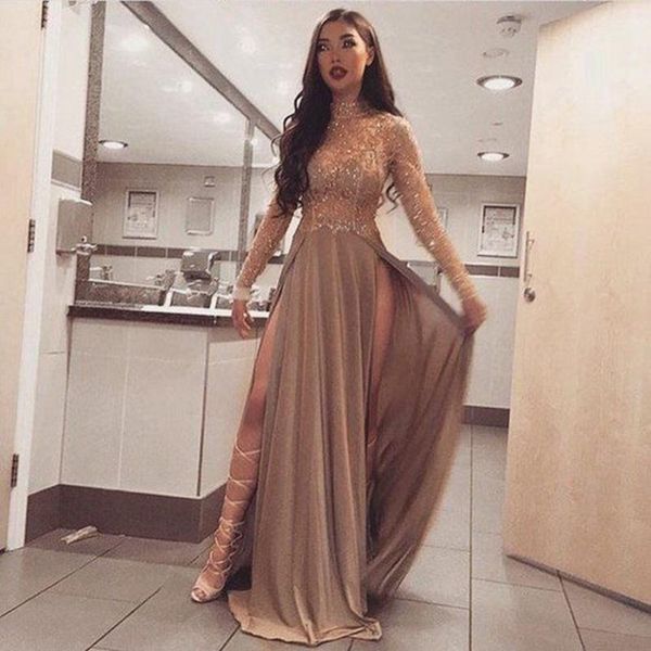 party dresses 2021 sparkly sequined prom a line high neck ling sleeves sides split evening see through gown cp536, White;black
party dresses 2021 sparkly sequined prom a line high neck ling sleeves sides split evening see through gown cp536, White;black