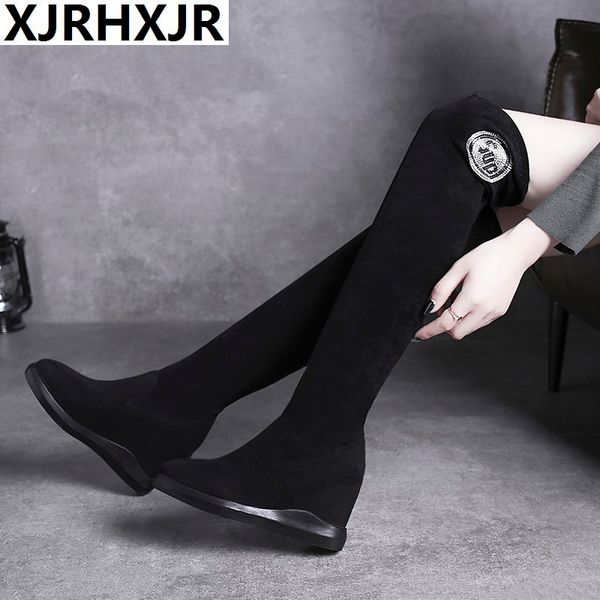 chaussure femme winter women shoes flock bootee woman 2019 women's winter shoes over the knee boots women platform shoe, Black 
chaussure femme winter women shoes flock bootee woman 2019 women's winter shoes over the knee boots women platform shoe, Black