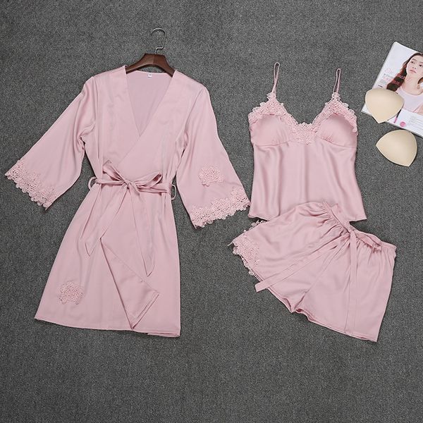 3 pieces ladies silk satin robe set include bathrobe+short pant+belt summer sleepwear set charming nightwear for women, Blue;gray
3 pieces ladies silk satin robe set include bathrobe+short pant+belt summer sleepwear set charming nightwear for women, Blue;gray