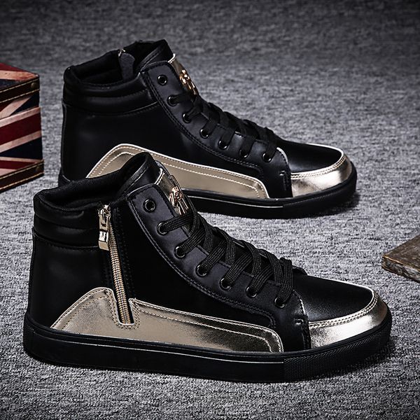 men casual shoes zipper boots fashion junior stylish sneakers high ankle hig hop boots platform flat men trendy boot, Black
men casual shoes zipper boots fashion junior stylish sneakers high ankle hig hop boots platform flat men trendy boot, Black