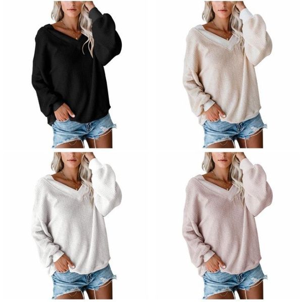 autumn women designer sweaters fashion pure color long sleeve waffler sweaters knit women loose sweater, White;black
autumn women designer sweaters fashion pure color long sleeve waffler sweaters knit women loose sweater, White;black