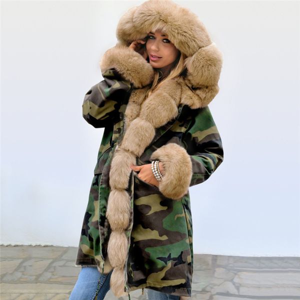 2019 winter female jacket european camouflage hooded large fur collar warm parka loose warm large size women cotton coat w208, Black
2019 winter female jacket european camouflage hooded large fur collar warm parka loose warm large size women cotton coat w208, Black