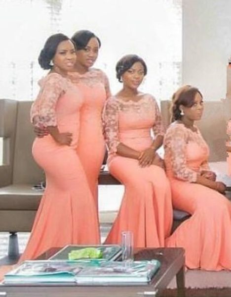wholesale price coral african bridesmaids dresses jewel sheer neck lace 3/4 sleeves satin long bridesmaid prom evening party dress, White;pink
wholesale price coral african bridesmaids dresses jewel sheer neck lace 3/4 sleeves satin long bridesmaid prom evening party dress, White;pink