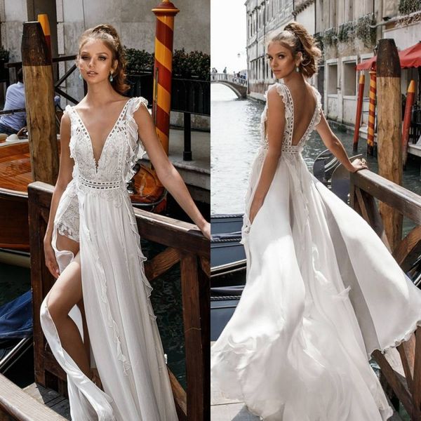 summer 2019 wedding dresses backless high side split boho wedding gowns bohemian tulle a line bridal dress, White
summer 2019 wedding dresses backless high side split boho wedding gowns bohemian tulle a line bridal dress, White