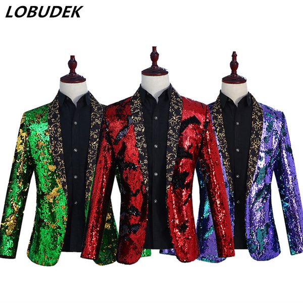 men formal suit jackets flipping sequins blazers coat 6 colors fashion slim outerwear prom host clothing bar dj singer costume, White;black
men formal suit jackets flipping sequins blazers coat 6 colors fashion slim outerwear prom host clothing bar dj singer costume, White;black