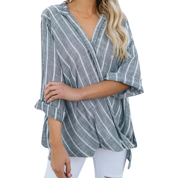 summer plus size women casual striped cross cotton linen v neck long sleeve blouse loose shirt top, White
summer plus size women casual striped cross cotton linen v neck long sleeve blouse loose shirt top, White