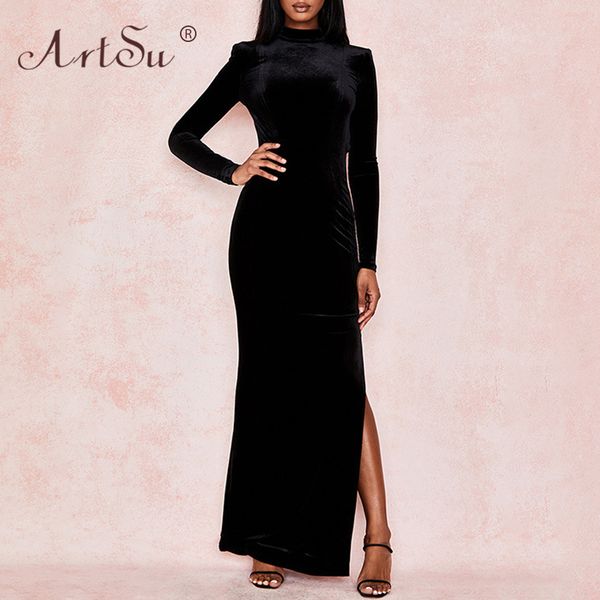 artsu round neck women backless long sleeve maxi dress side split maxi party dress 2019 ladies black winter velvet dresses, White;pink
artsu round neck women backless long sleeve maxi dress side split maxi party dress 2019 ladies black winter velvet dresses, White;pink