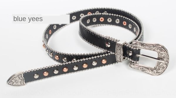 carved handmade women's punk style thin beaded metal decorative belt 2 rivet beaded belt, Black;brown
carved handmade women's punk style thin beaded metal decorative belt 2 rivet beaded belt, Black;brown