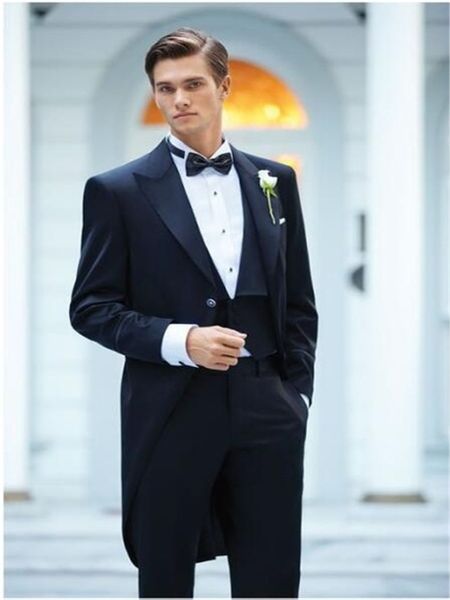 new black men morning suit tailcoats long jacket groom wedding best man party tuxedos, White;black 
new black men morning suit tailcoats long jacket groom wedding best man party tuxedos, White;black
