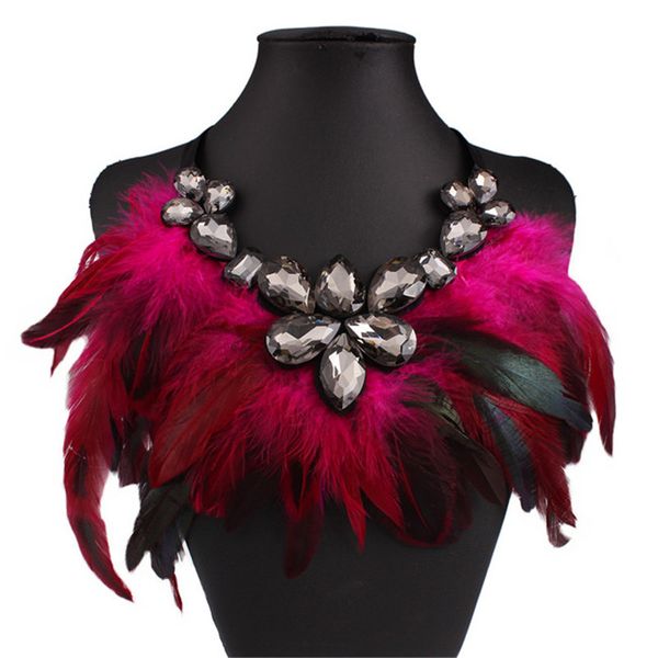 personality europe and the united state exaggerated multicolor feather rhinestone necklace short clavicle chain, Silver
personality europe and the united state exaggerated multicolor feather rhinestone necklace short clavicle chain, Silver