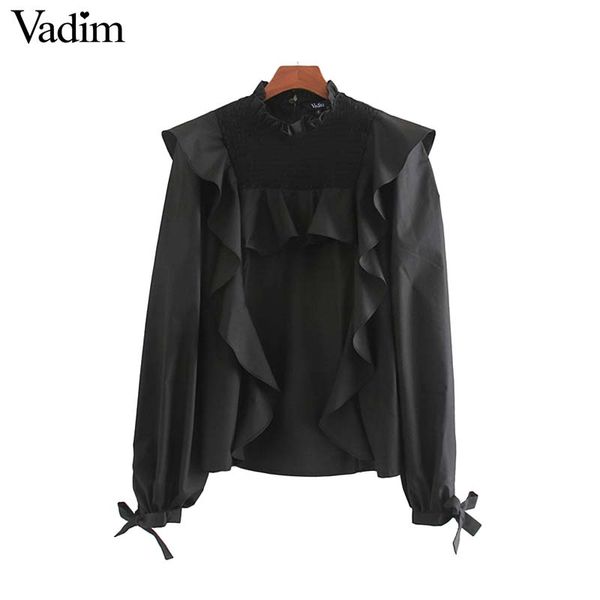 vadim women sweet solid ruffled blouses bow tie long sleeve ruffled collar black preppy style cute casual blusas lb691, White
vadim women sweet solid ruffled blouses bow tie long sleeve ruffled collar black preppy style cute casual blusas lb691, White