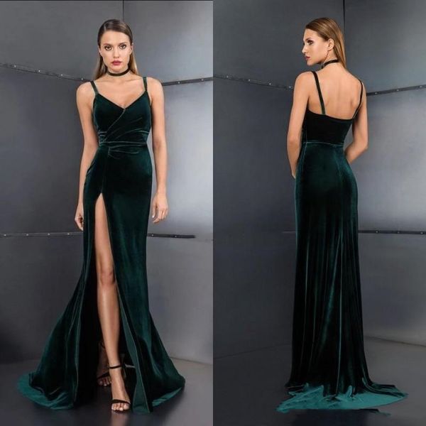 velvet green mermiad prom dresses 2020 new split long backless evening gowns custom made prom dress, Black
velvet green mermiad prom dresses 2020 new split long backless evening gowns custom made prom dress, Black