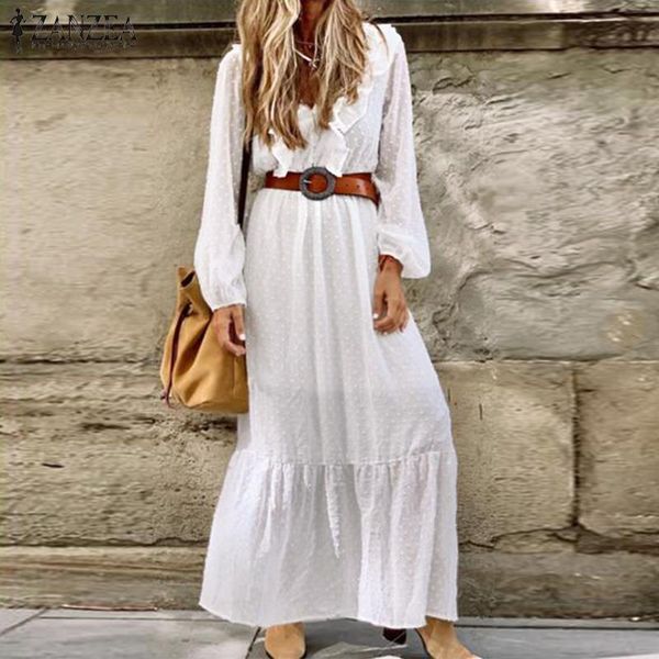 bohemian chiffon ruffle dress women's summer sundress zanzea 2020 puff sleeve maxi vestidos female v neck robe plus size 5xl, Black;gray
bohemian chiffon ruffle dress women's summer sundress zanzea 2020 puff sleeve maxi vestidos female v neck robe plus size 5xl, Black;gray