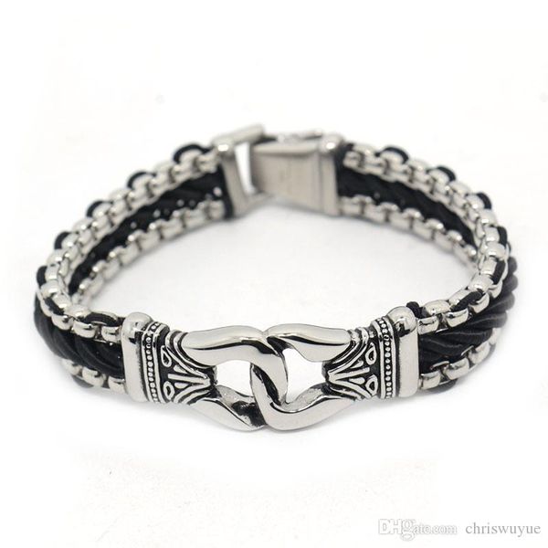 stainless steel bracelets & bangles 226mm men leather bracelets men jewelry 2018 new gift for men, Black
stainless steel bracelets & bangles 226mm men leather bracelets men jewelry 2018 new gift for men, Black