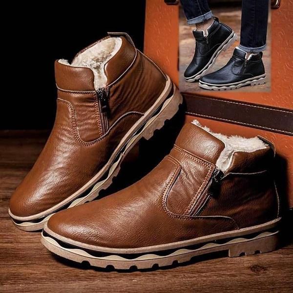 men fur cotton ankle boots casual plush leather super warm snow boots fashion zipper flats shoes non-slip winter boots, Black
men fur cotton ankle boots casual plush leather super warm snow boots fashion zipper flats shoes non-slip winter boots, Black