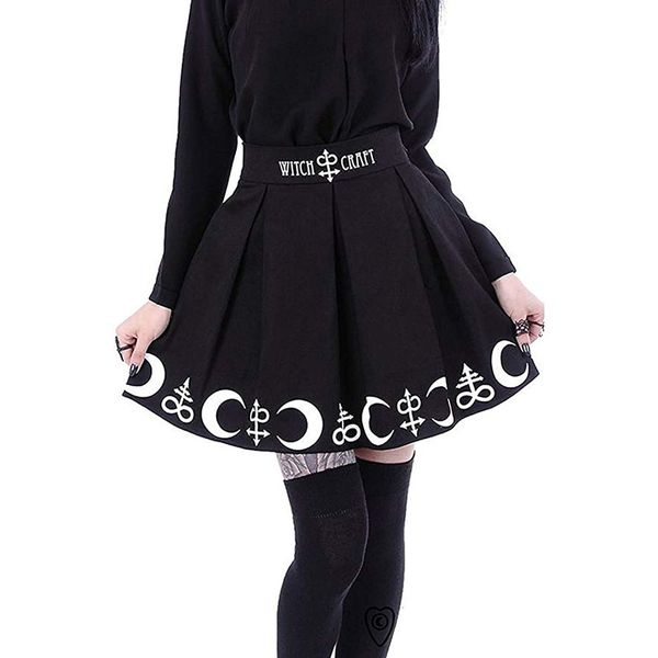 women gothic skirt summer women pleated skirts moon magic spell symbols mini skirt female club wear ##4, Black
women gothic skirt summer women pleated skirts moon magic spell symbols mini skirt female club wear ##4, Black