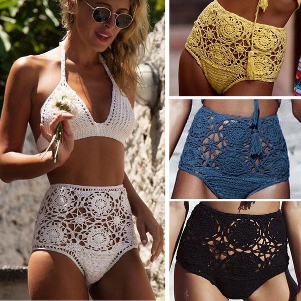 women crochet bikini bottom thong swim trunk brazilian crochet swimwear summer beachwear knit short pants, White;black
women crochet bikini bottom thong swim trunk brazilian crochet swimwear summer beachwear knit short pants, White;black