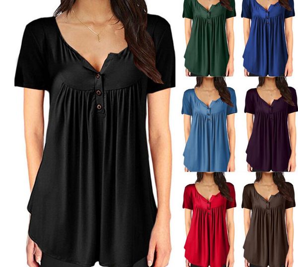 8445 big size s-5xl solid color explosion pleated button loose short-sleeved t-shirt women, White
8445 big size s-5xl solid color explosion pleated button loose short-sleeved t-shirt women, White