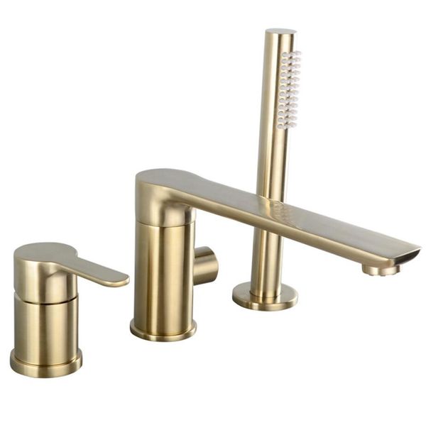 single holder dual control widespread faucet bathroom tub faucet set deck mounted round shower set solid brass goldern handheld spray mixer
single holder dual control widespread faucet bathroom tub faucet set deck mounted round shower set solid brass goldern handheld spray mixer