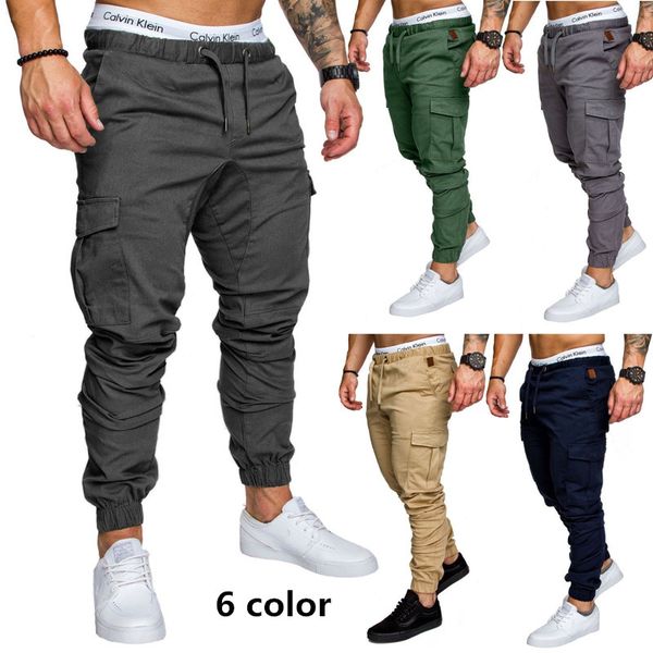 

brand men pants hip hop harem joggers pants male trousers mens joggers solid classic khaki multi-pocket pants sweatpants 3xl drop shipping, Black