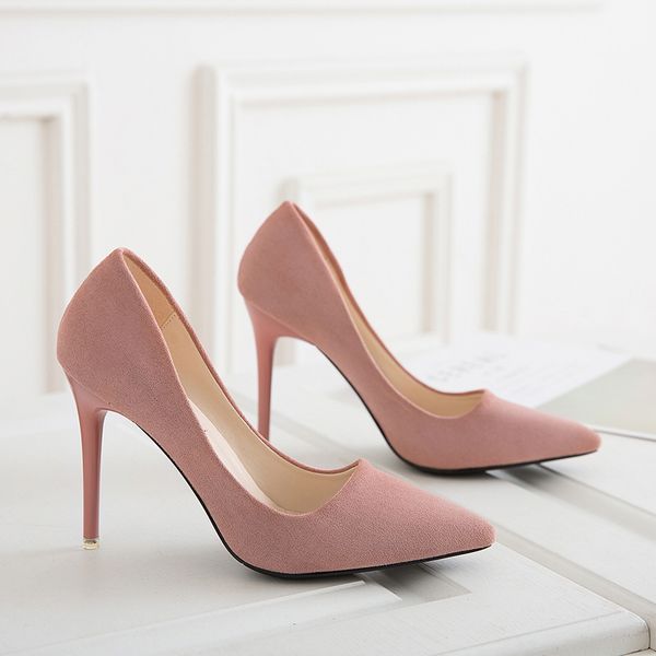 pink high heels new pointed shallow mouth wild professional work shoes suede comfortable women's shoes, Black
pink high heels new pointed shallow mouth wild professional work shoes suede comfortable women's shoes, Black