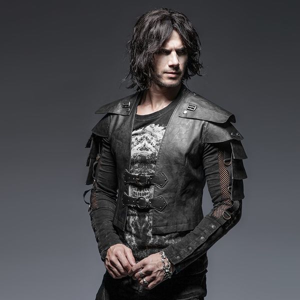 steampunk gothic men's jacket cool style armor warrior men's short jacket punk vintage long sleeve handsome leather coats, Black;brown
steampunk gothic men's jacket cool style armor warrior men's short jacket punk vintage long sleeve handsome leather coats, Black;brown
