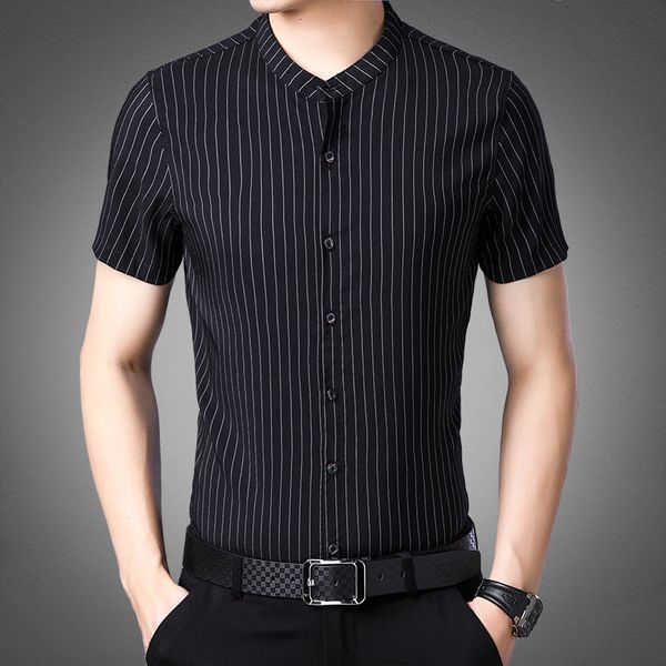 new arrival 2020 men's shirt slim fit male casual business working striped buttons short sleeve formal dress shirts men clothing, White;black
new arrival 2020 men's shirt slim fit male casual business working striped buttons short sleeve formal dress shirts men clothing, White;black