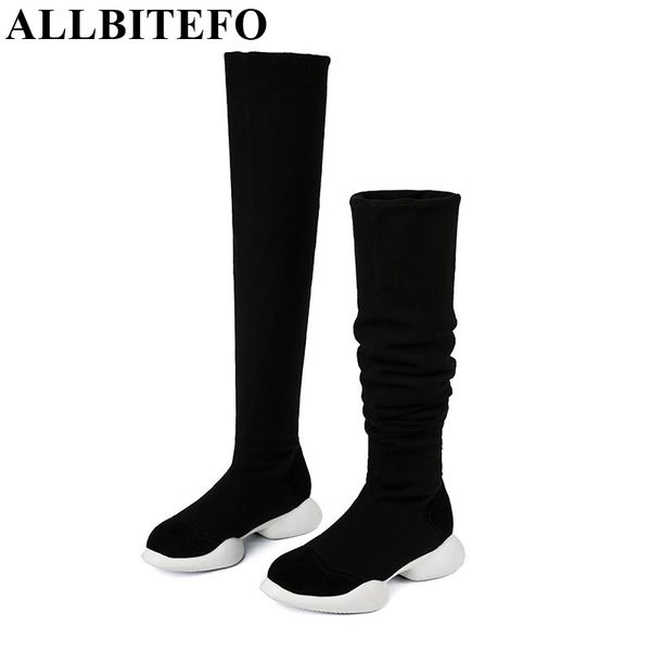 allbitefo genuine leather+stretch fabrics elastic boots tube winter snow women boots fashion low-heeled over the knee high, Black
allbitefo genuine leather+stretch fabrics elastic boots tube winter snow women boots fashion low-heeled over the knee high, Black