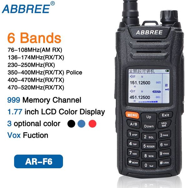 abbree ar-f6 6 bands dual display dual standby 999ch multi-functional vox dtmf sos lcd color display walkie talkie ham radio
abbree ar-f6 6 bands dual display dual standby 999ch multi-functional vox dtmf sos lcd color display walkie talkie ham radio