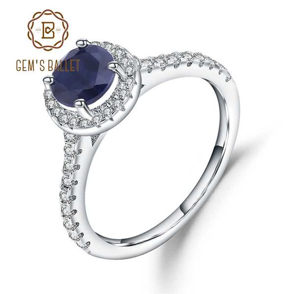 

gem's ballet 1.84ct natural blue sapphire halo engagement ring for women 925 sterling silver gorgeous promise ring fine jewelry, Golden;silver