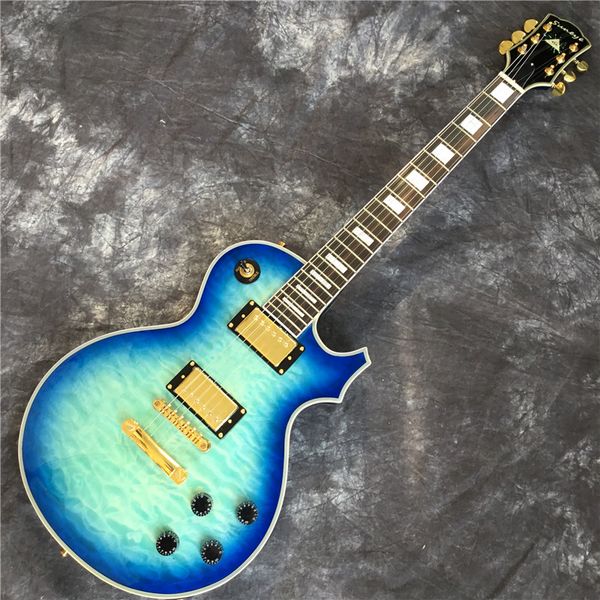 new lp electric guitar. high-quality guitar pickups. blue tiger flame guitar. golden hardware. delivery
new lp electric guitar. high-quality guitar pickups. blue tiger flame guitar. golden hardware. delivery