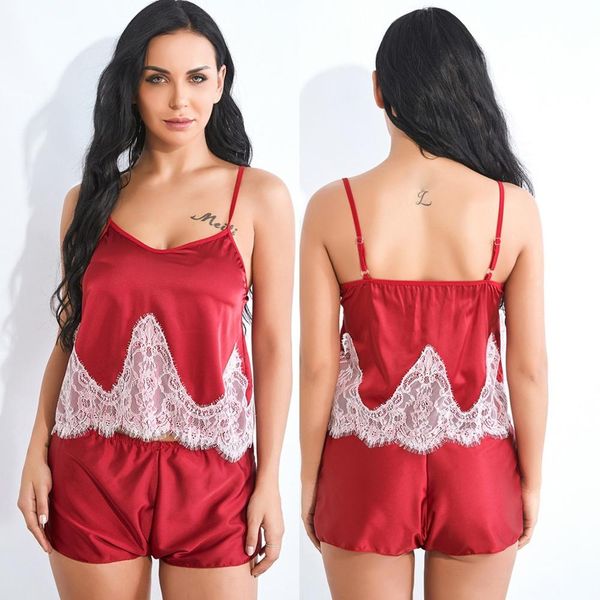 lace pajama lingerie women's satin silk summer spaghetti strap sleepwear women home clothes sleep wear for women 10x, Black;red
lace pajama lingerie women's satin silk summer spaghetti strap sleepwear women home clothes sleep wear for women 10x, Black;red
